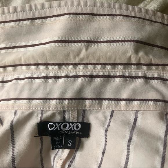 Retro Pink & Brown Striped Wrap Shirt - Picture 12 of 13